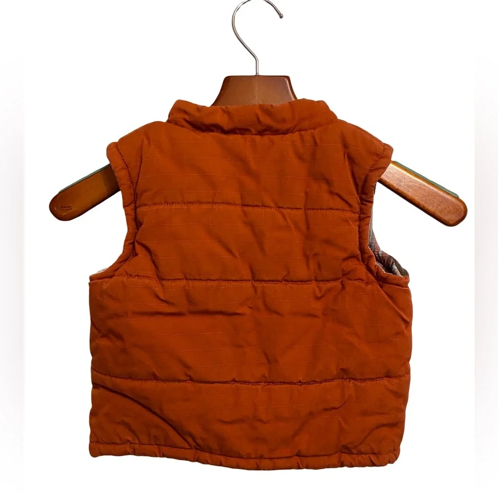 Gymboree Puffer Vest Orange Brown Quilted Flannel Lined Full Zip Toddler 2T-3T